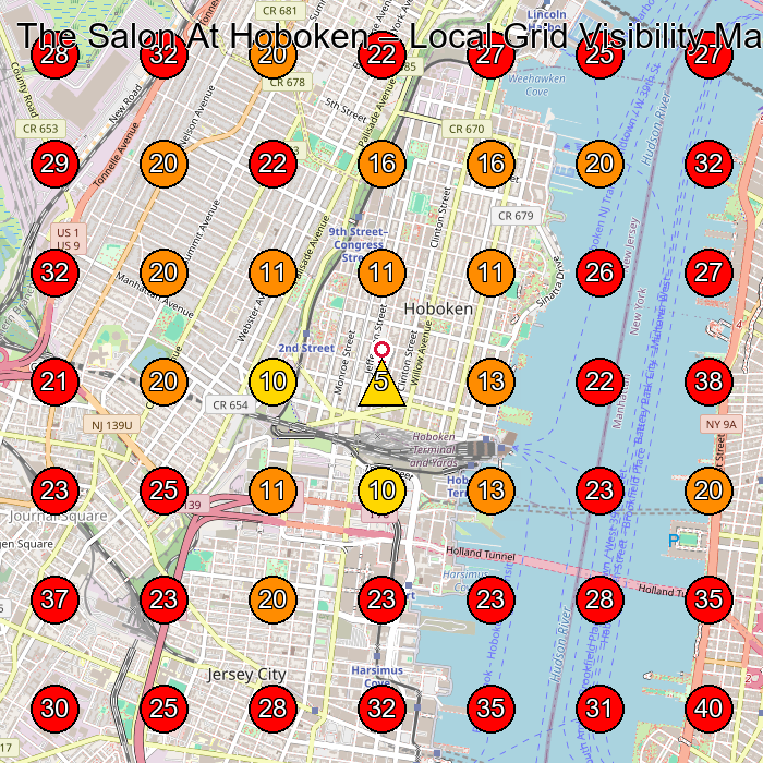 The Salon At Hoboken GeoGrid visibility map for Beauty Salon in 3571 John F. Kennedy Blvd Near